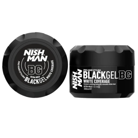 Nishman Black Gel – žilus plaukus maskuojantis formavimo gelis, 300 ml